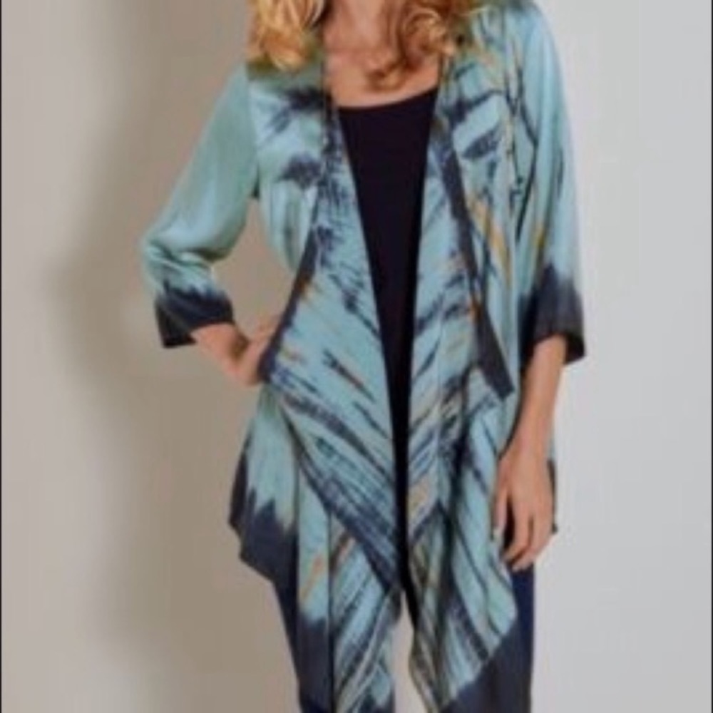 SOFT SURROUNDINGS 100%SILK HAND DYED KIMONO ROBE WRAP - Size S - Picture 4 of 5